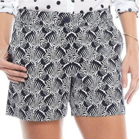 Crown & Ivy zebra animal print shorts size 2 black white Business travel - Picture 3 of 7